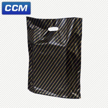  Black & gold striped carrier bags 